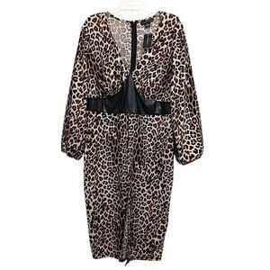 Ashley Stewart Leopard Dress Coverup Plus Sz 18 20 2x Brown Modern City Moto NEW